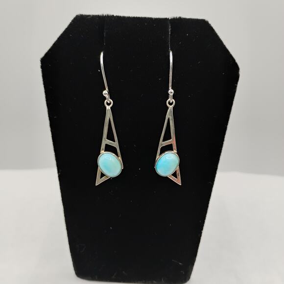 Larimar and Sterling Silver Earrings - Picture 1 of 5